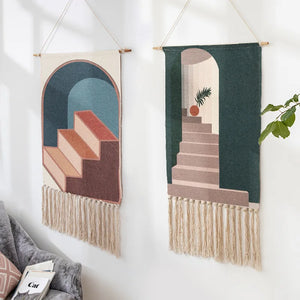 Macrame Wall Hanging Tapestry - Geometric Print