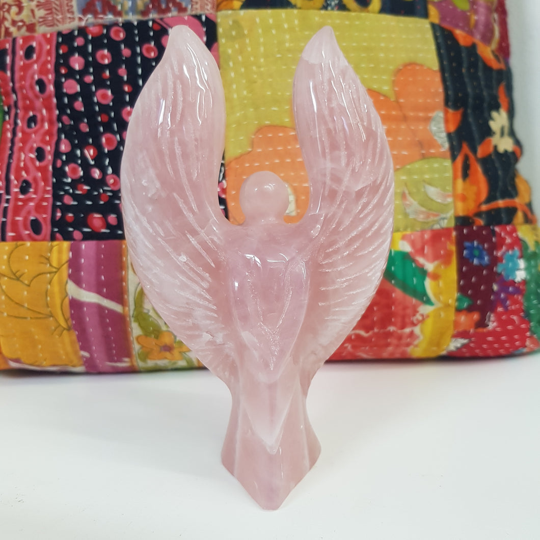 Rose Quartz  - Angel Carved