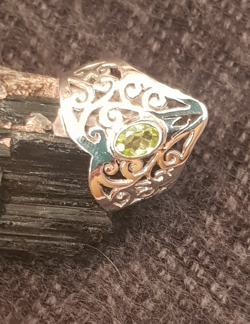 Peridot Sterling Silver Ring - Sz 8