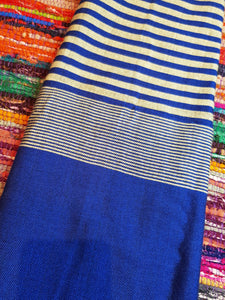 Scarf - Blue Wide Stripe - Handmade